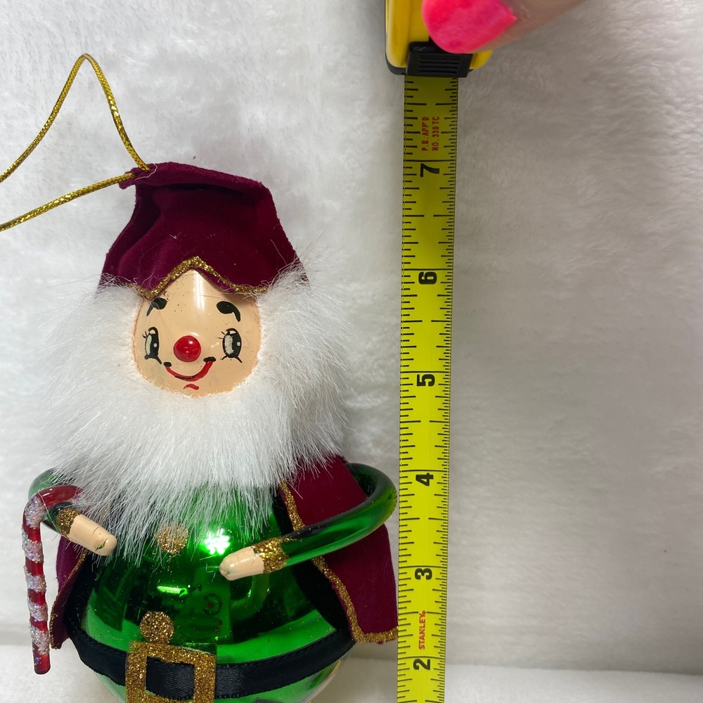VTG European Style Glass Santa Ornament Hand Blown Christmas Elf Gnome - Picture 7 of 9